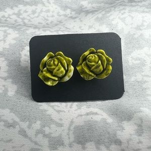 Metal-free Rose Earrings, Plastic Post Studs, Allergy Free Hypoallergenic